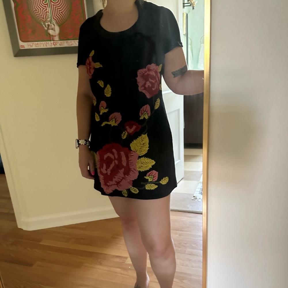 Floral NWB Tunic with beaded neckline